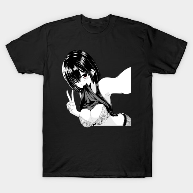 Waifu Material Otaku Lewd Anime Babe Selfie Peace Girl V.1 Waifu Material Hentai Lewd Anime T Shirt TeePublic